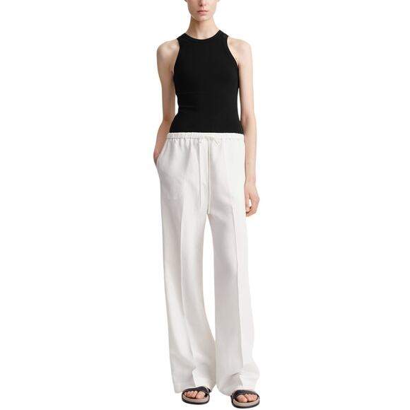 Toteme Off-White Lyocell Fluid Drawstring Trousers Size 40